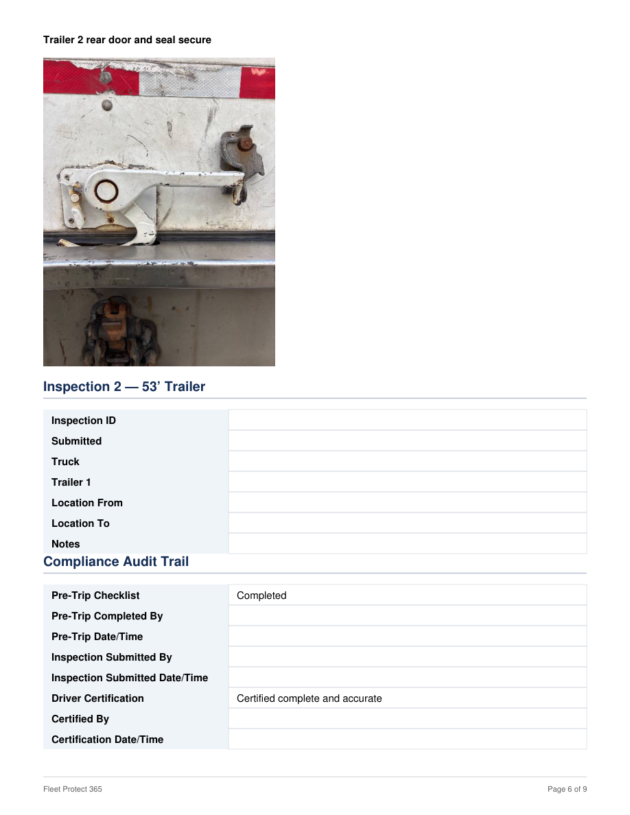 Actual redacted inspection report, page 6 of 9