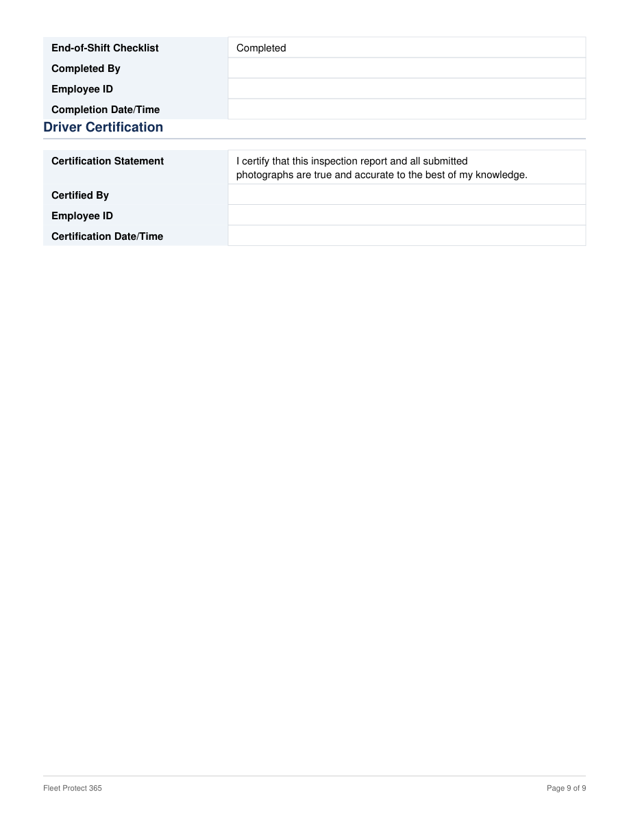 Actual redacted inspection report, page 9 of 9