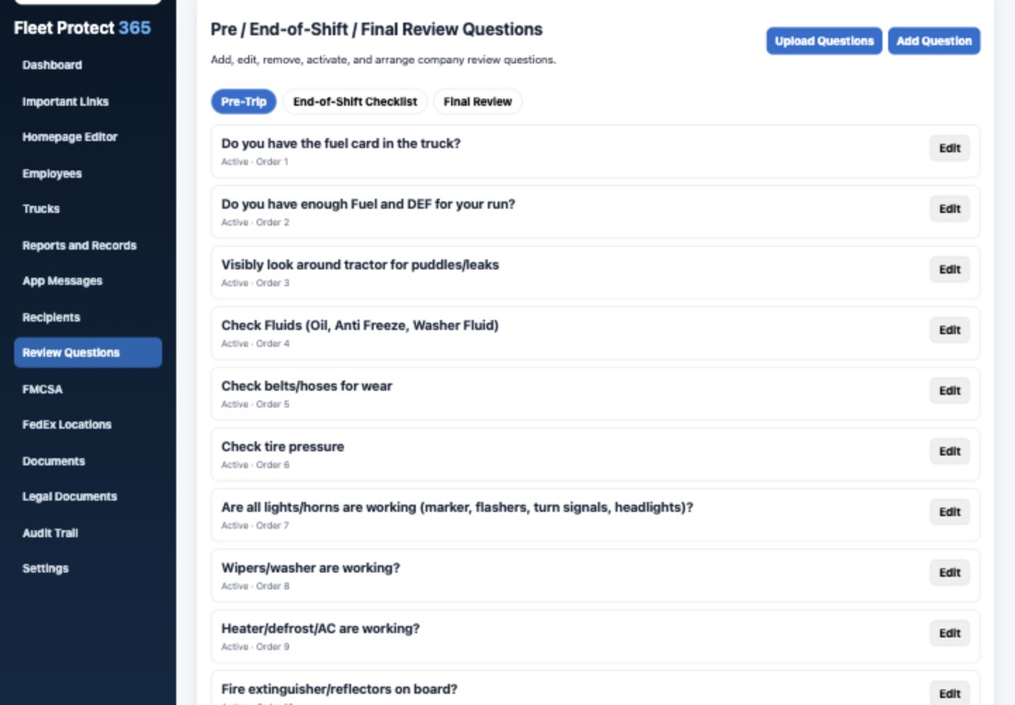 Actual Admin Portal — review questions